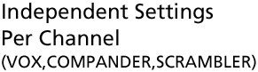 Independent Settings Per Channel (VOX,COMPANDER,SCRAMBLER)