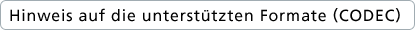 Hinweis auf die unterstützten Formate (CODEC)