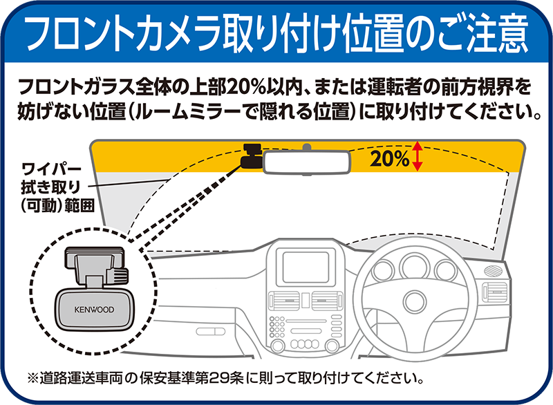 フロントカメラ取り付け位置のご注意