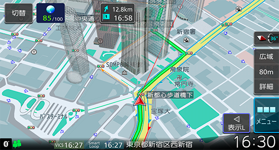 新色「スマートカラー」をはじめ3種類から地図色が選べる「新・HD描画 