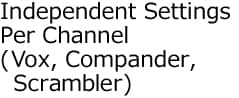 Independent Settings Per Channel(Vox, Compander, Scrambler)