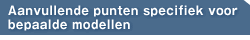 Aanvullende punten specifiek voor bepaalde modellen