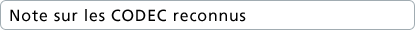 Note sur les CODEC reconnus